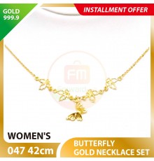 BUTTERFLY 999.9 GOLD NECKLACE SET 047: 42cm