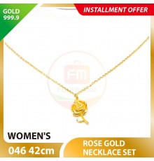 ROSE 999.9 GOLD NECKLACE SET 046: 42cm