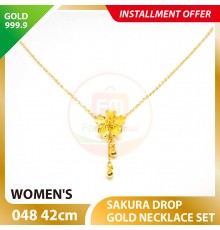 SAKURA DROP 999.9 GOLD NECKLACE SET 048: 42cm