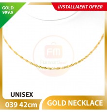 UNISEX 999.9 GOLD NECKLACE - 039: 42cm