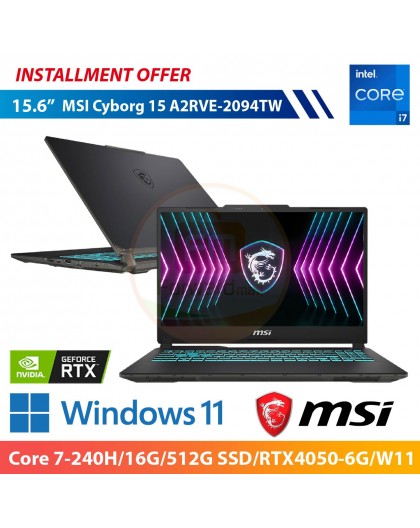 MSI Cyborg 15 A2RVE-2094TW 15.6" (Core 7-240H/16G/512G SSD/RTX4050-6G/W11)