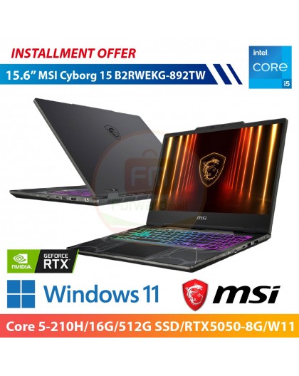 MSI Cyborg 15 B2RWEKG-892TW 15.6" (Core 5-210H/16G/512G SSD/RTX5050-8G/W11)
