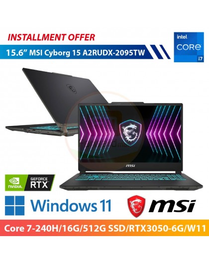 MSI Cyborg 15 A2RUDX-2095TW 15.6" (Core 7-240H/16G/512G SSD/RTX3050-6G/W11)