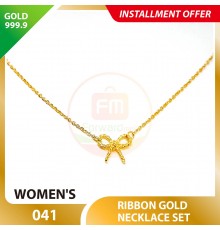 RIBBON 999.9 GOLD NECKLACE SET 041: 42cm
