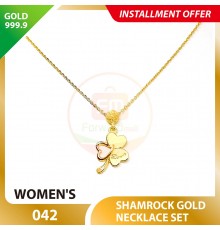 SHAMROCK 999.9 GOLD NECKLACE SET 042: 42cm