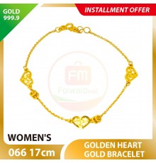 GOLDEN HEART 999.9 GOLD BRACELET - 066 17cm