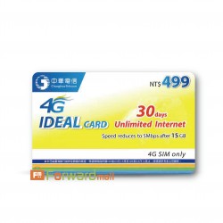Chunghwa 499 Unlimited 4G Recharge Card Internet 4G 30 Days 